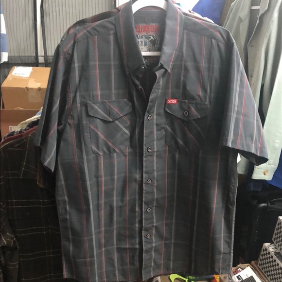 DIXXON “The Loop” Dark Gray and Red Casual Button Down Shirt - Picture 1 of 9